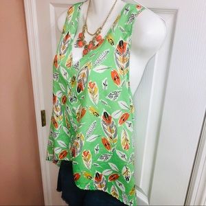 Bright and cheery leaf print flowy Sleeveless top